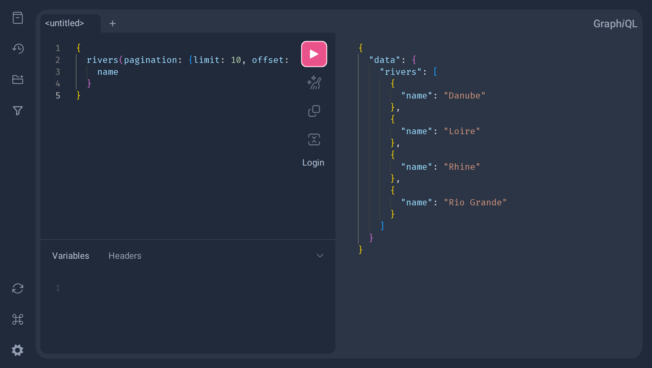 GraphiQL interface